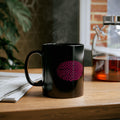 Pink Fingerprint Black Mug: Personalized Coffee Lover Gift
