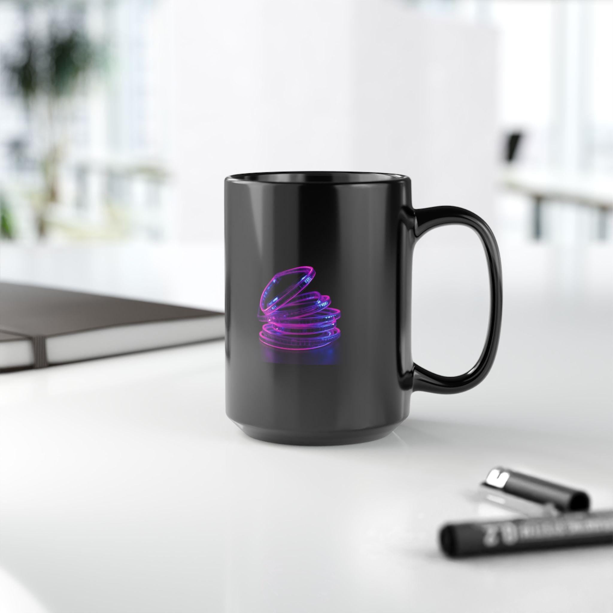 Neon Coil Stack Mug | Black Ceramic Coffee Cup