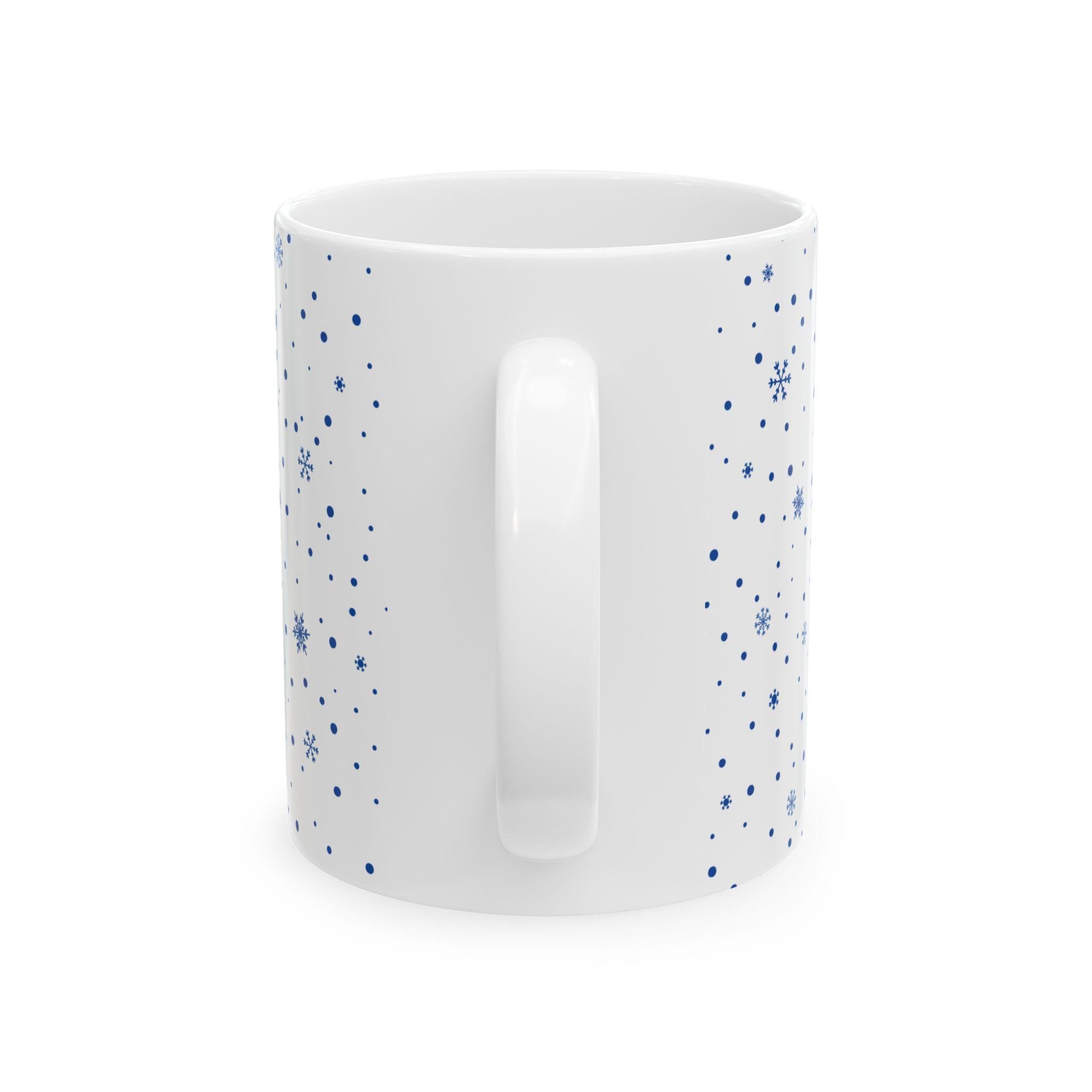 Blue Snowflake Pattern Mug | Ceramic Coffee Cup (11oz, 15oz)