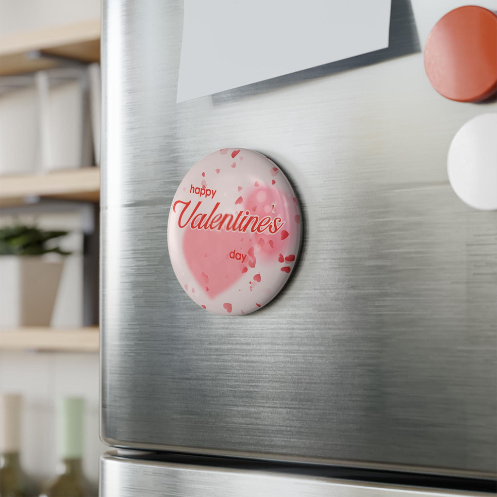 Happy Valentines Heart design Button Magnet | Round Magnet