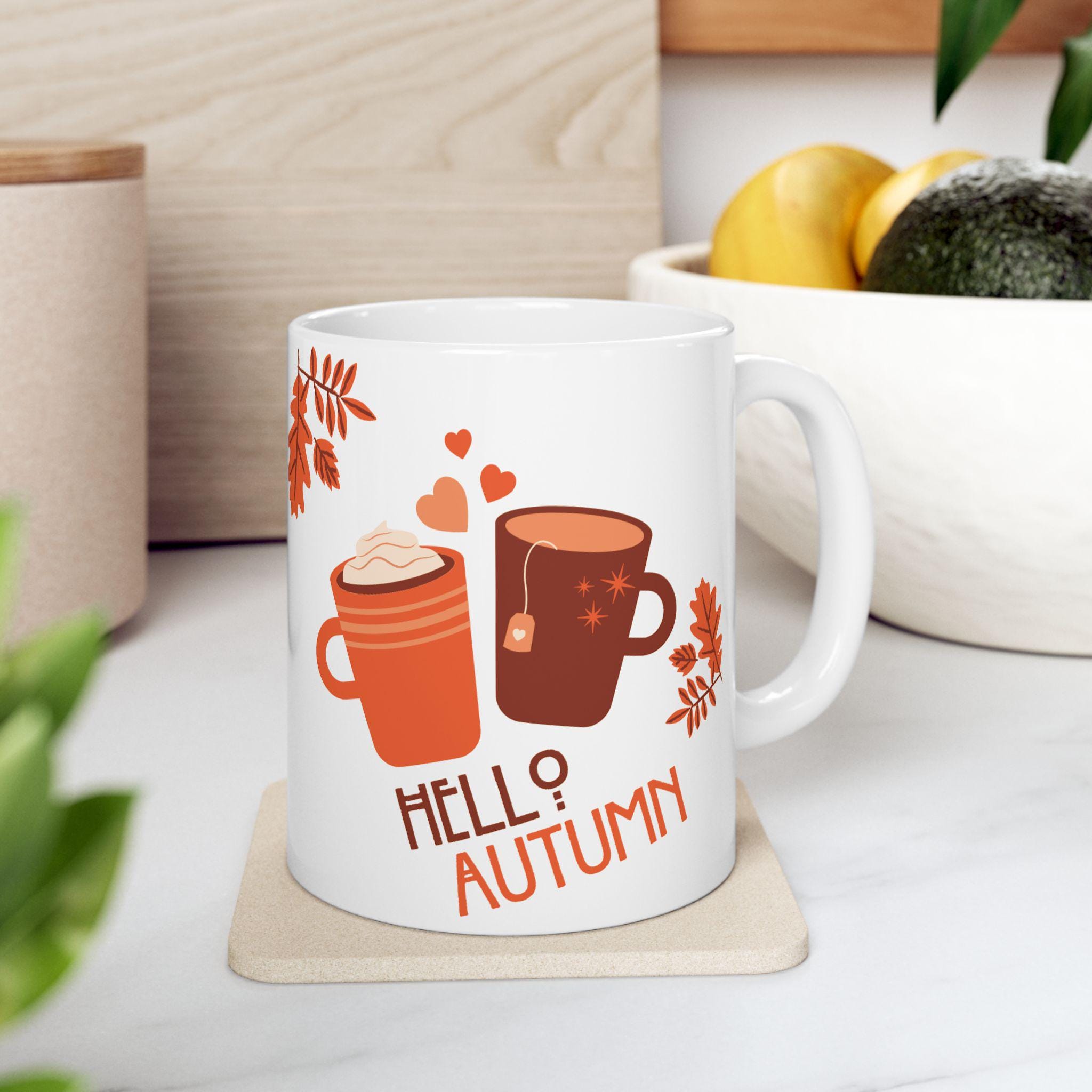 Autumn Leaves Ceramic Mug: Cozy Fall Drinkware
