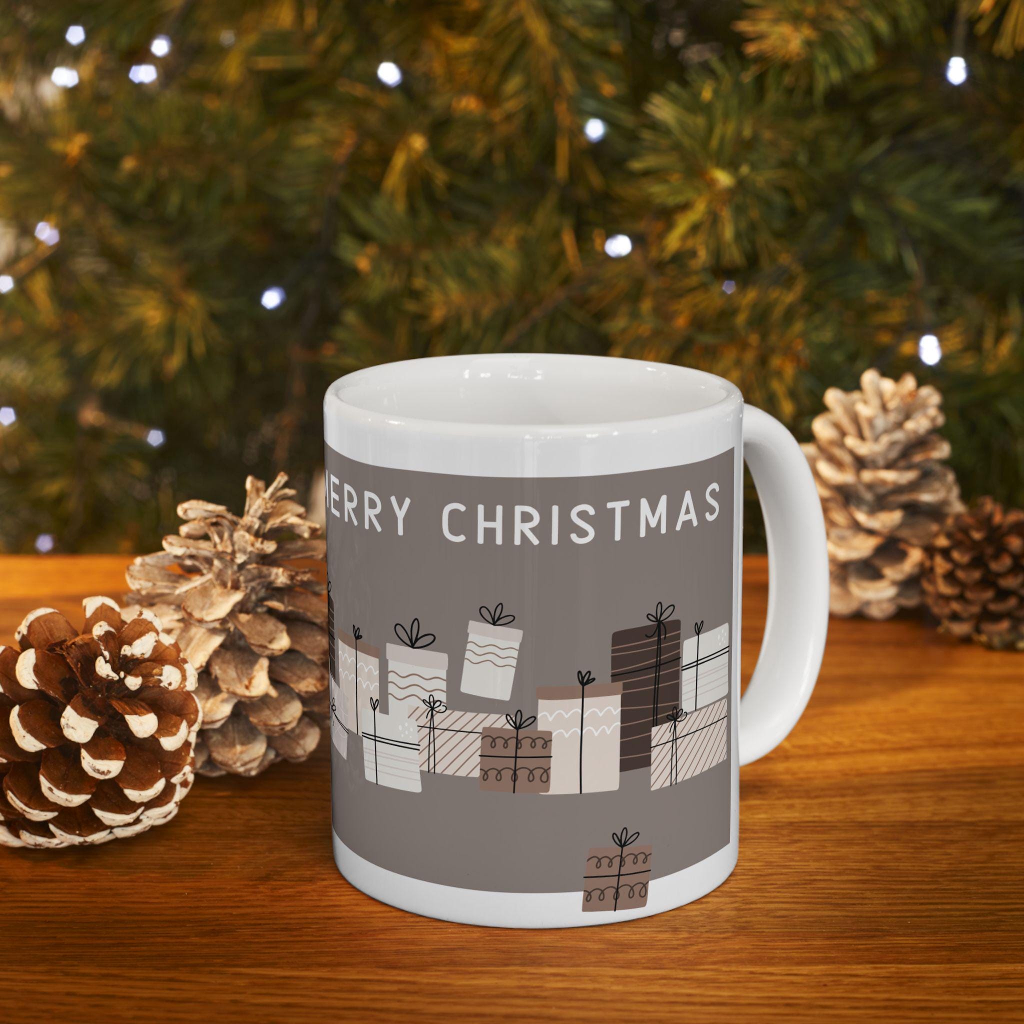 Neutral Wrapped Presents Christmas Mug | Ceramic Coffee Cup 11oz 15oz