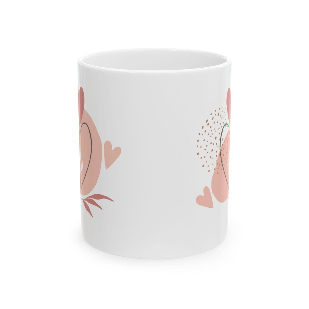Floral Heart Ceramic Mug – Glossy Finish, Vibrant Colors