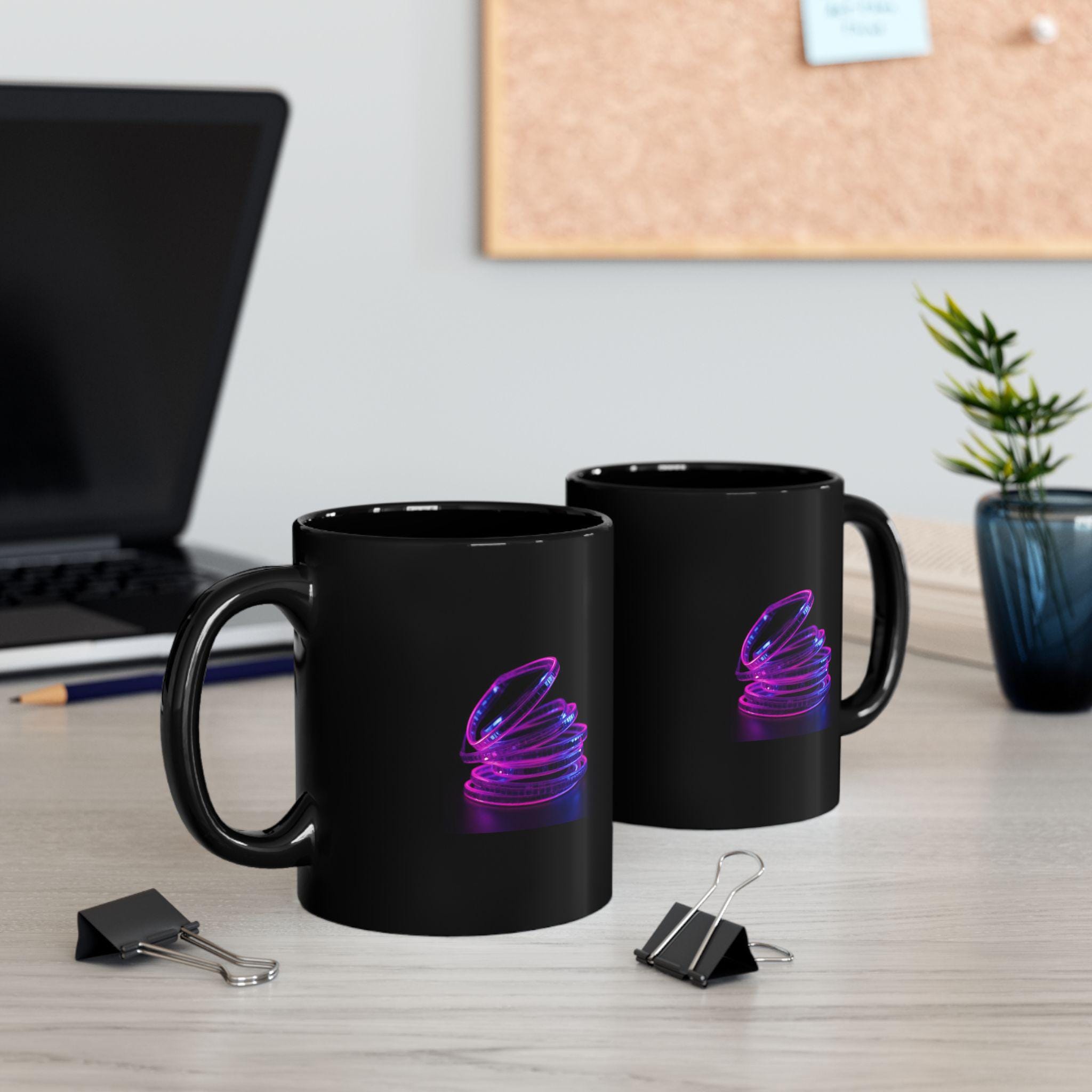 Neon Coil Stack Mug | Black Ceramic Coffee Cup