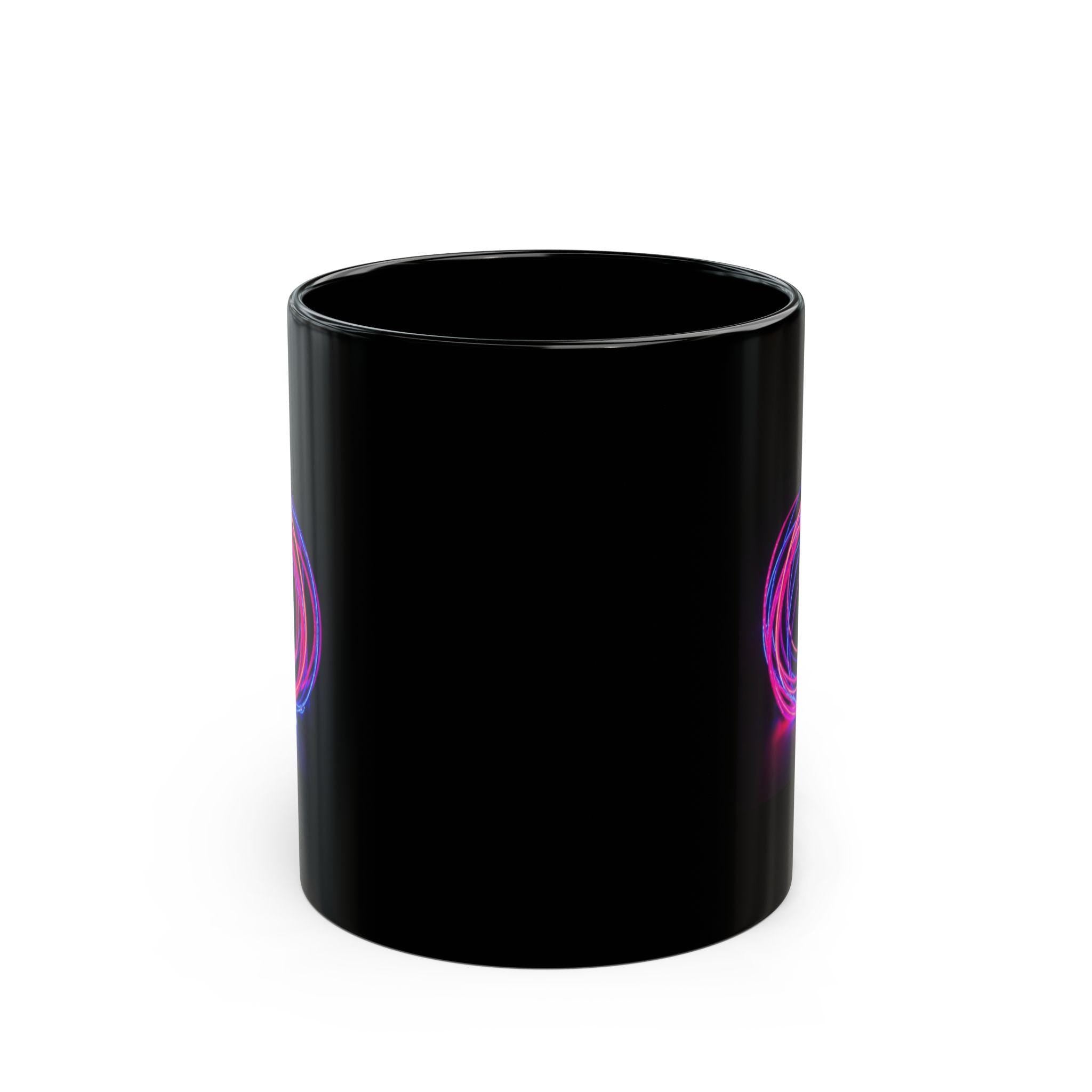 Neon Light Spiral Mug | Black Ceramic Coffee Cup