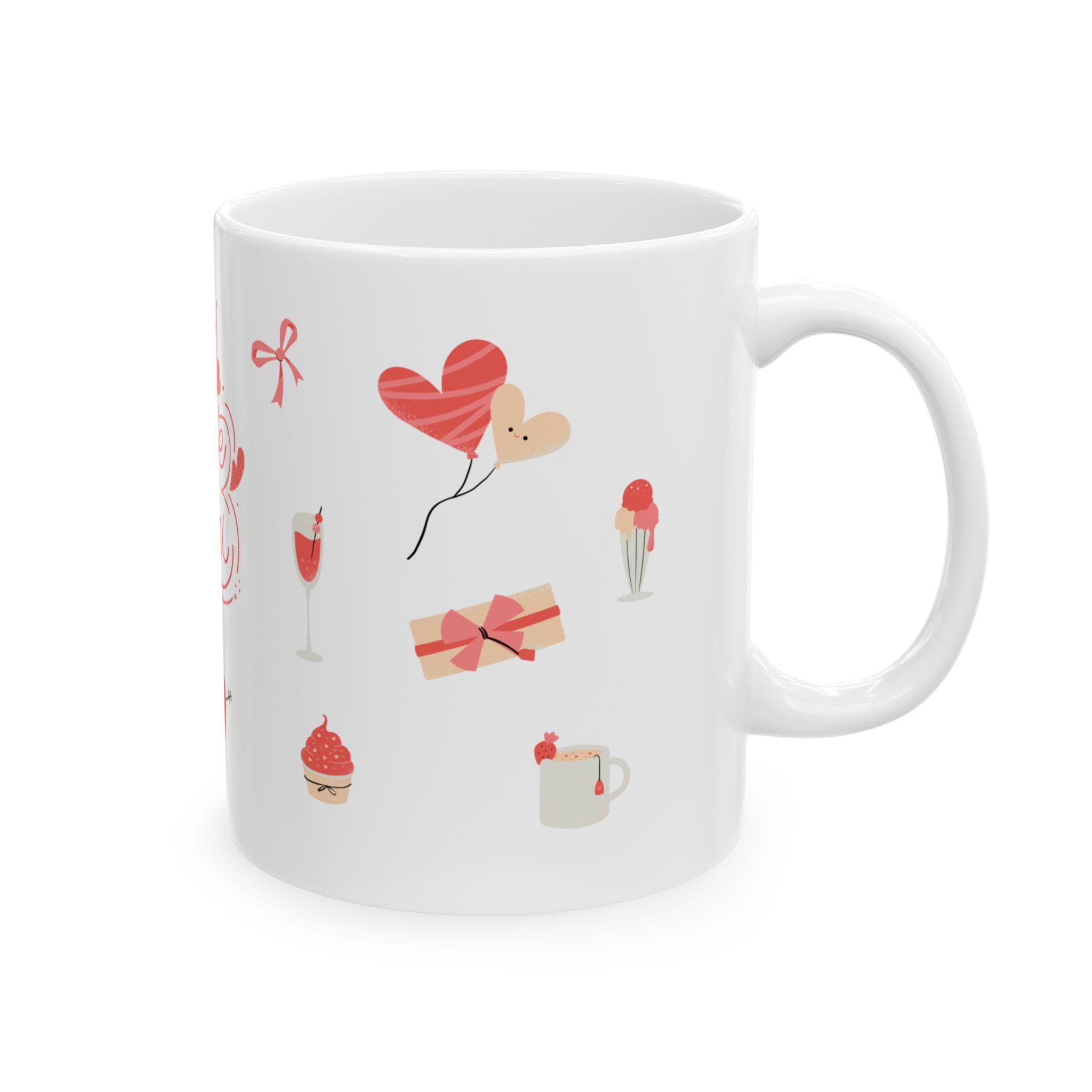 Romantic Heart Design Ceramic Mug, Valentine's Day Gift