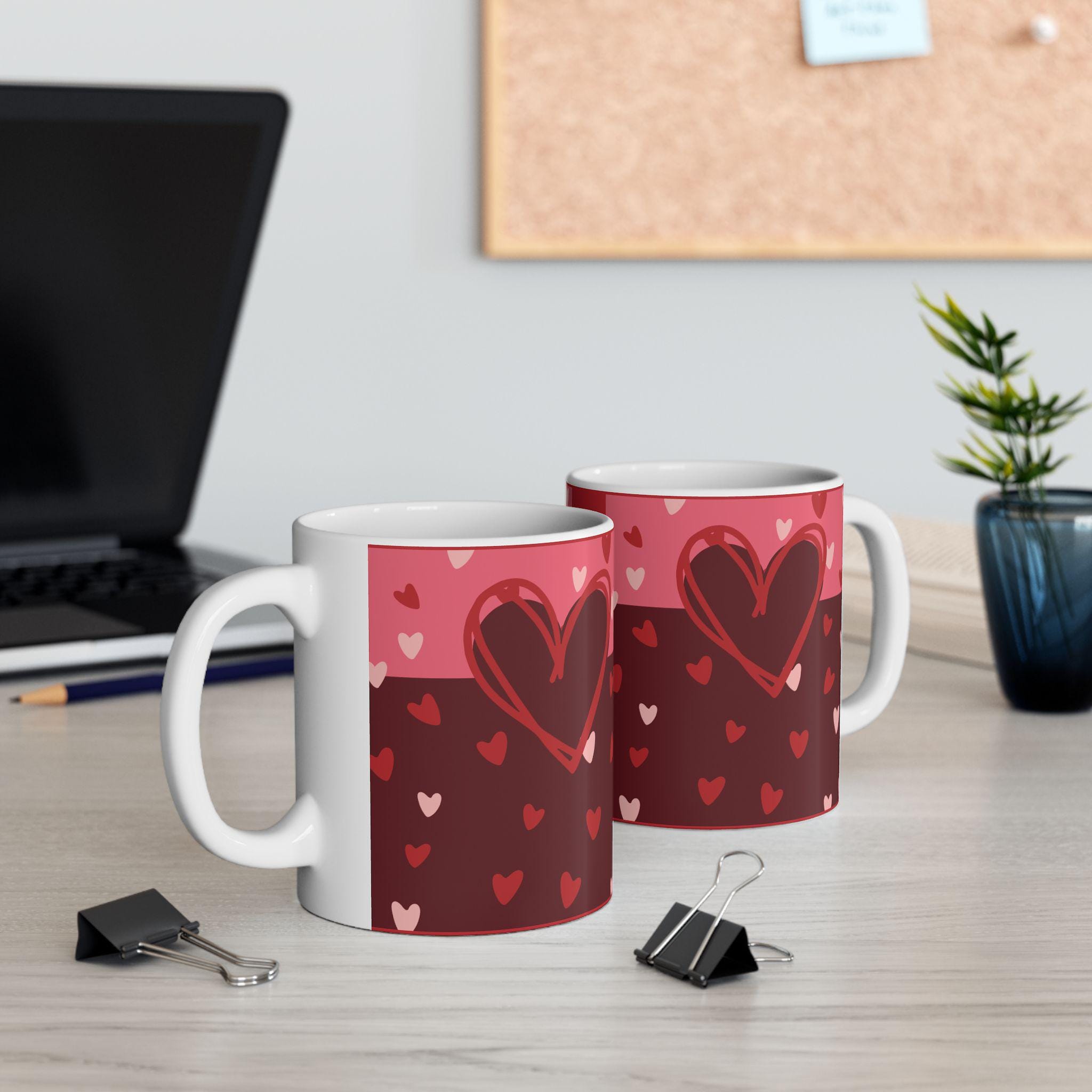 Heart Felt Ceramic Coffee Mug - Multi Heart Love Design