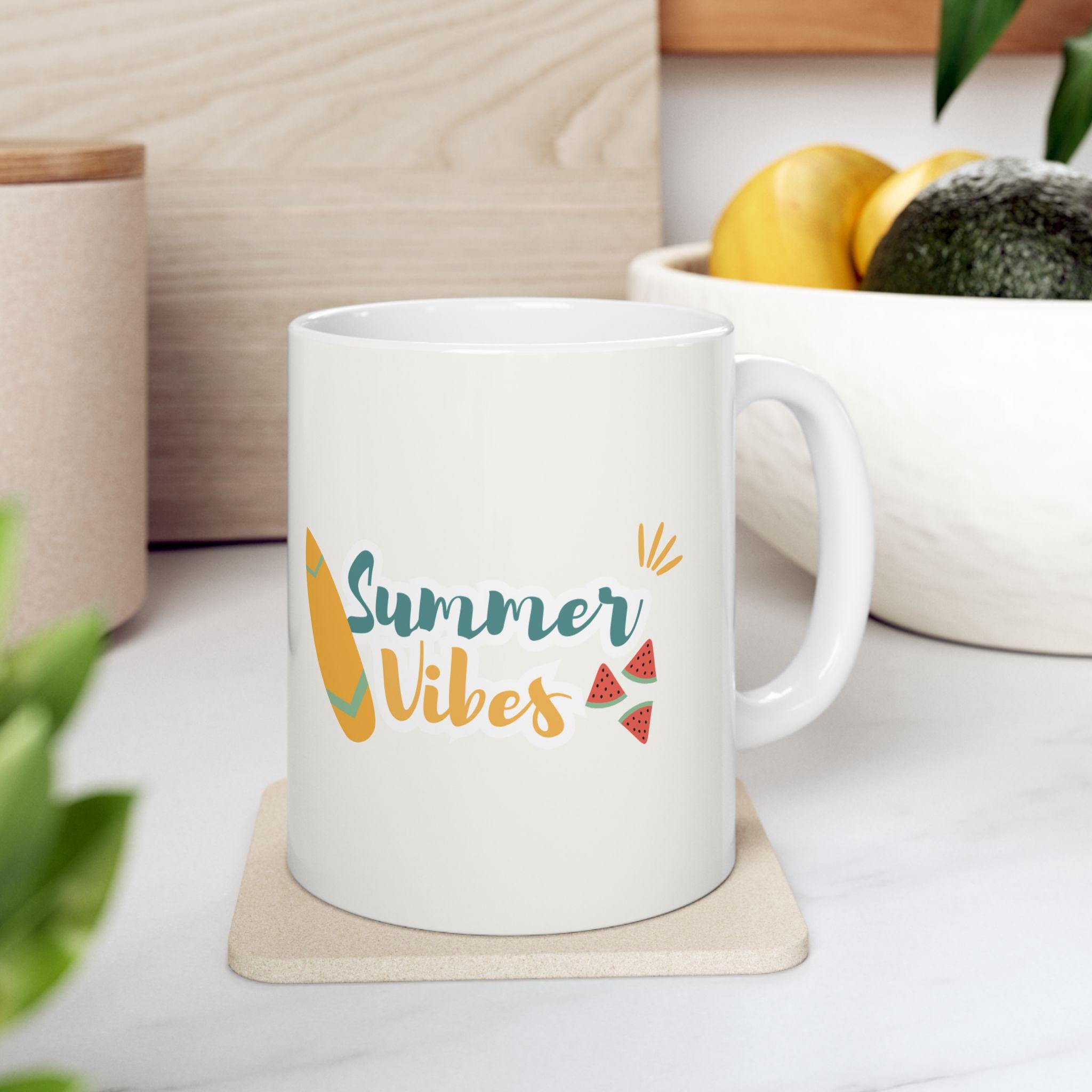 Summer Vibes Ceramic Coffee Mug: Beach Lover Gift, 11oz/15oz