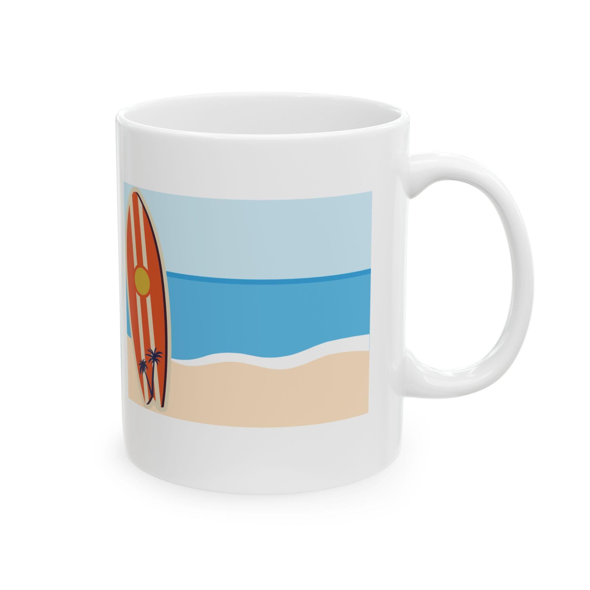 Beach Vibes Ceramic Mug: Surf-Inspired Coffee Cup