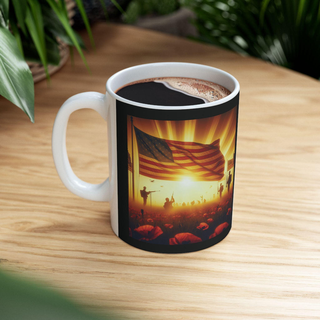 Patriotic Ceramic Coffee Mug: American Flag Veteran Gift