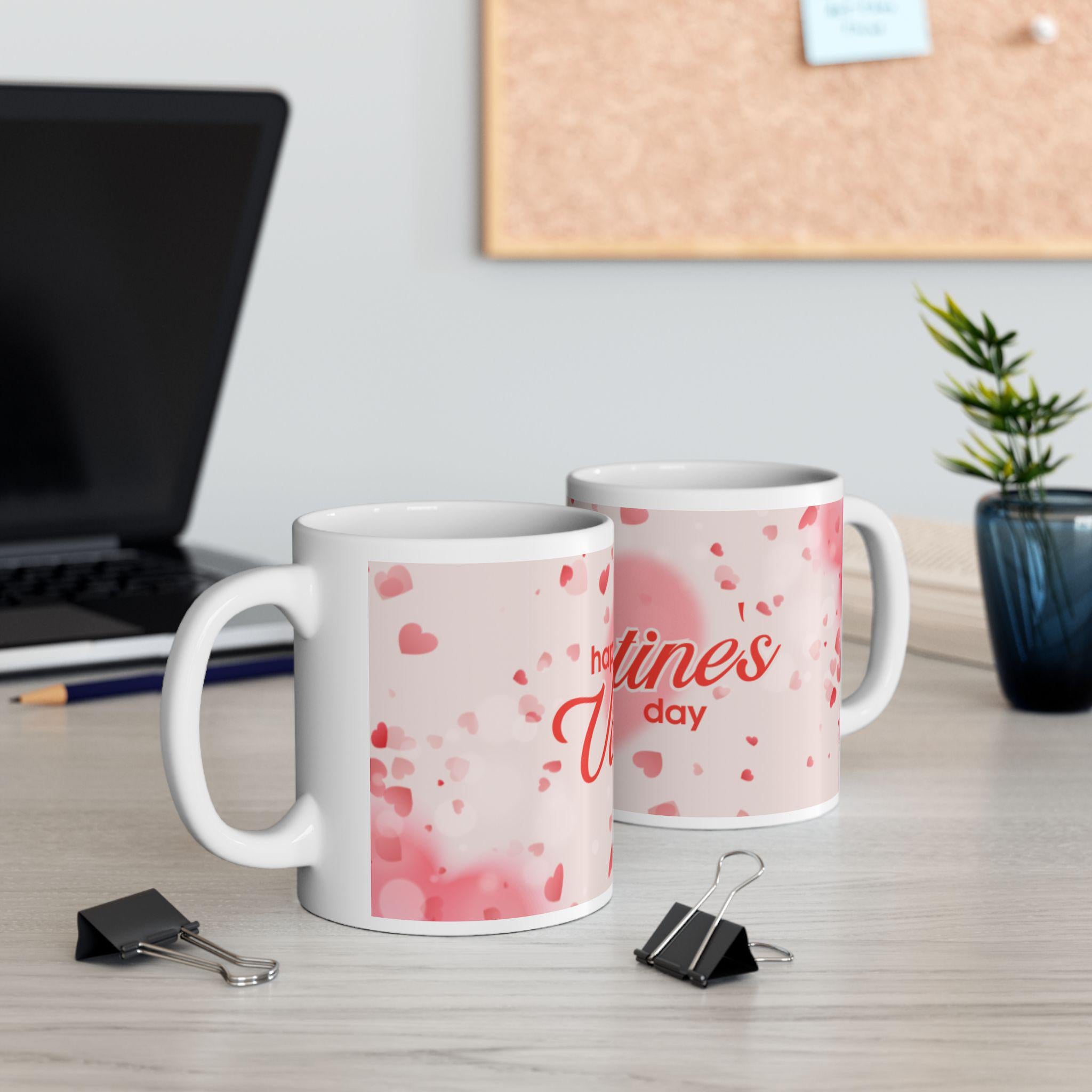 Happy Valentine's Day heart pattern  Mug -Ceramic coffee cup