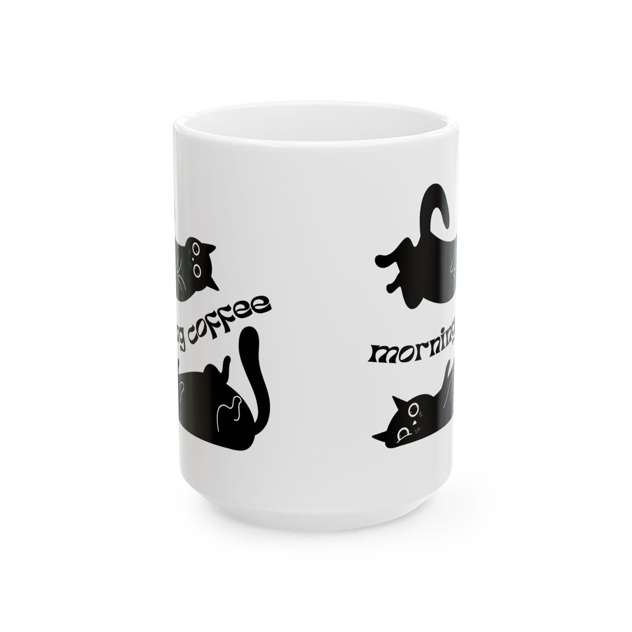 Black Cat Ceramic Mug – Funny Morning Coffee Cup for Cat Lovers