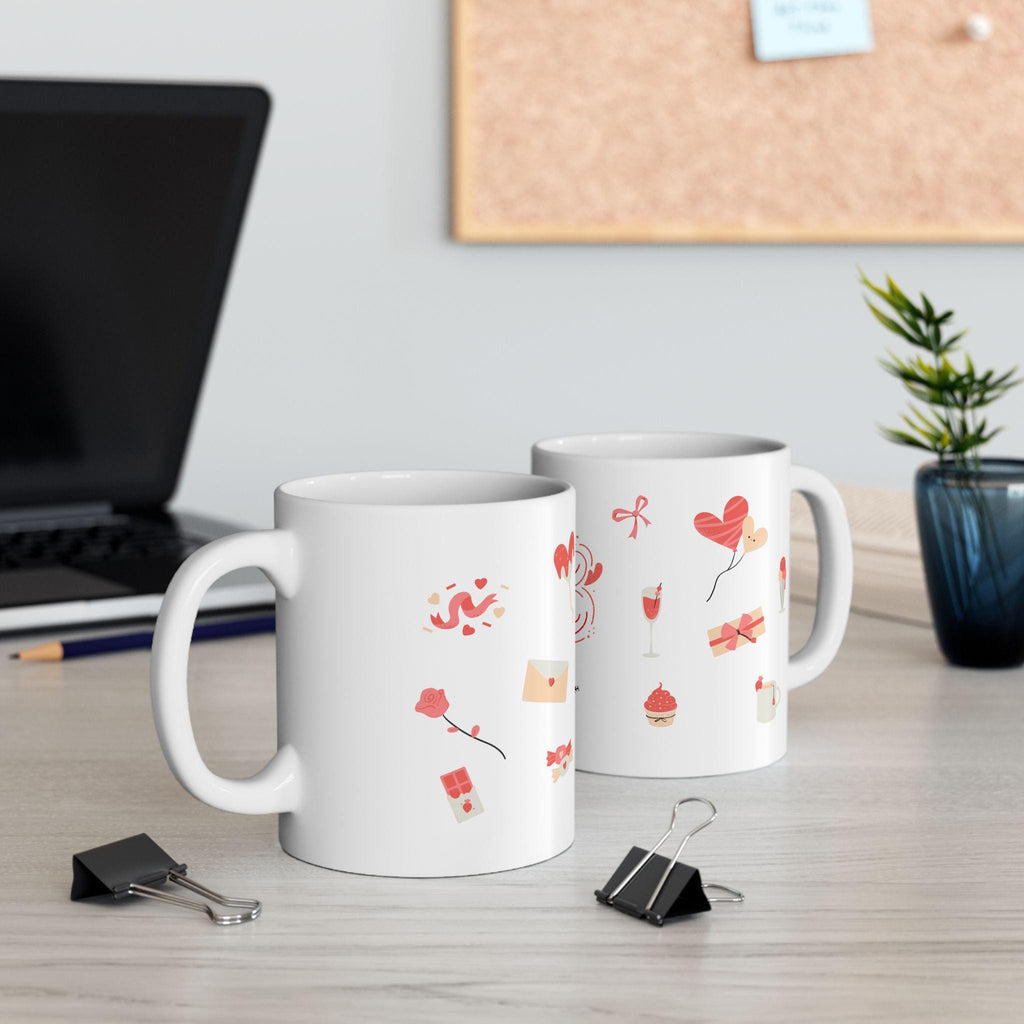 Romantic Heart Design Ceramic Mug, Valentine's Day Gift