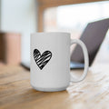 Black and White Heart Ceramic Mug 15oz