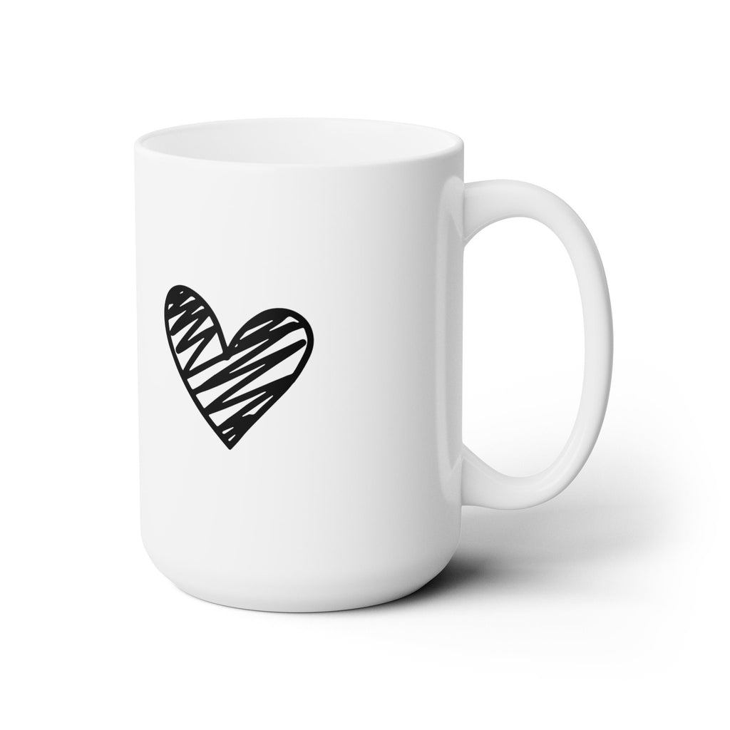 Black and White Heart Ceramic Mug 15oz