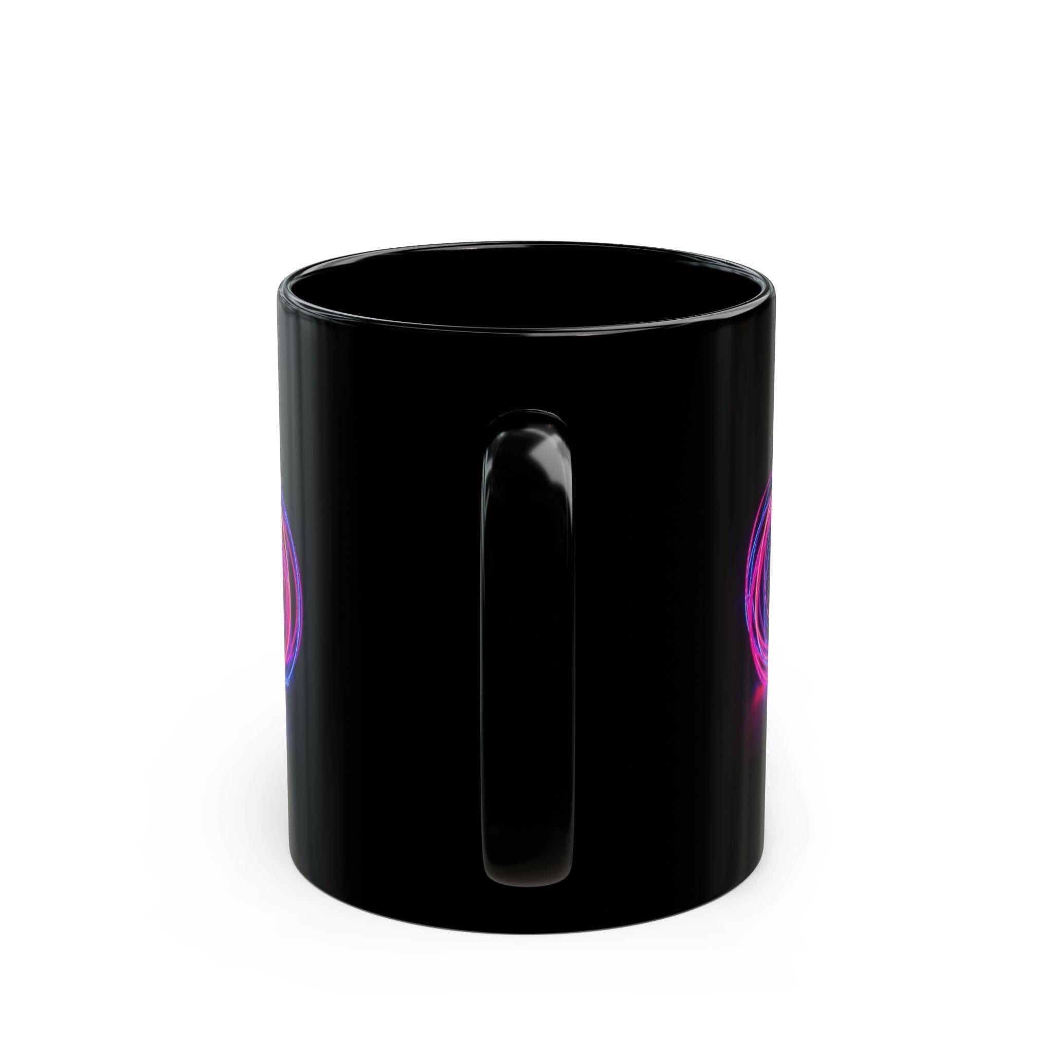 Neon Light Spiral Mug | Black Ceramic Coffee Cup