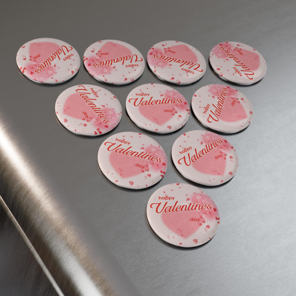 Happy Valentines Heart design Button Magnet | Round Magnet
