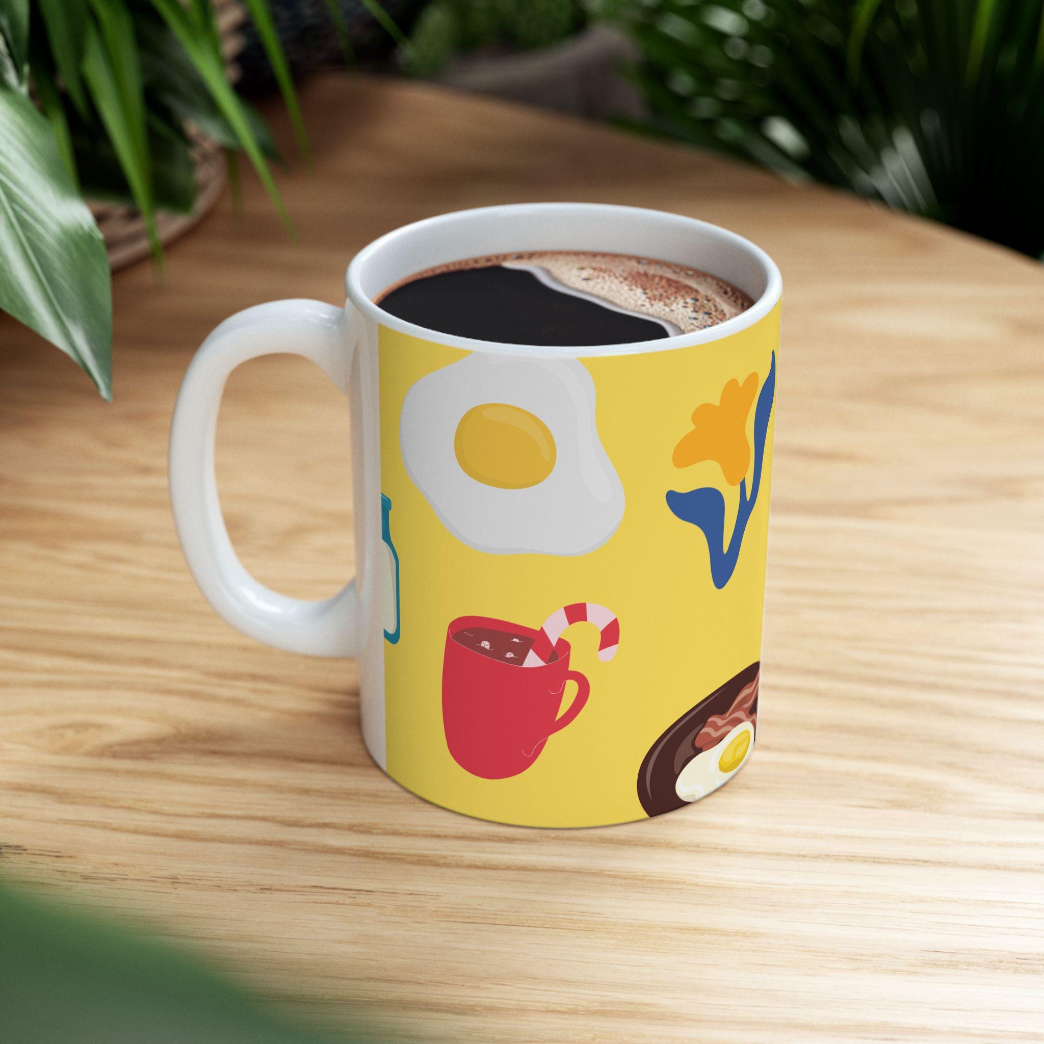 Whimsical Breakfast Ceramic Mug: Foodie Gift, Kitchen Decor