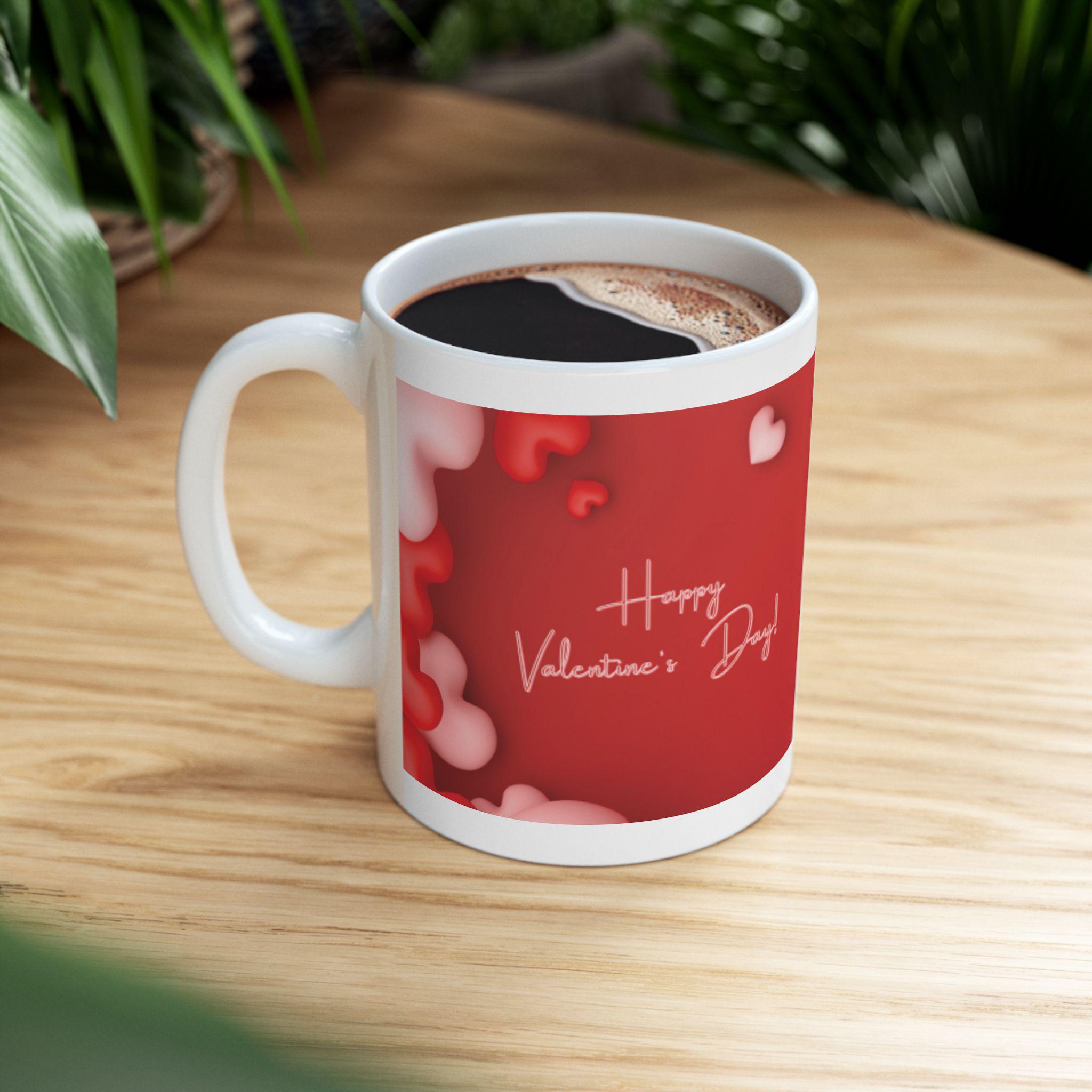 Valentine Hearts Red Pattern Mug | Ceramic Coffee Cup