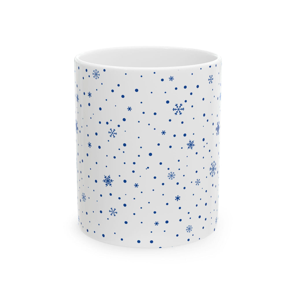 Blue Snowflake Pattern Mug | Ceramic Coffee Cup (11oz, 15oz)