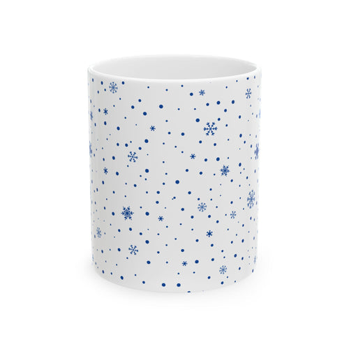Blue Snowflake Pattern Mug | Ceramic Coffee Cup (11oz, 15oz)