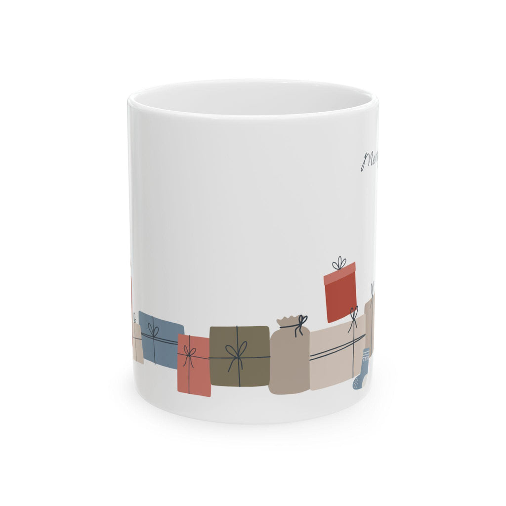Stacked Holiday Presents Mug | Ceramic Coffee Cup, 11oz 15oz