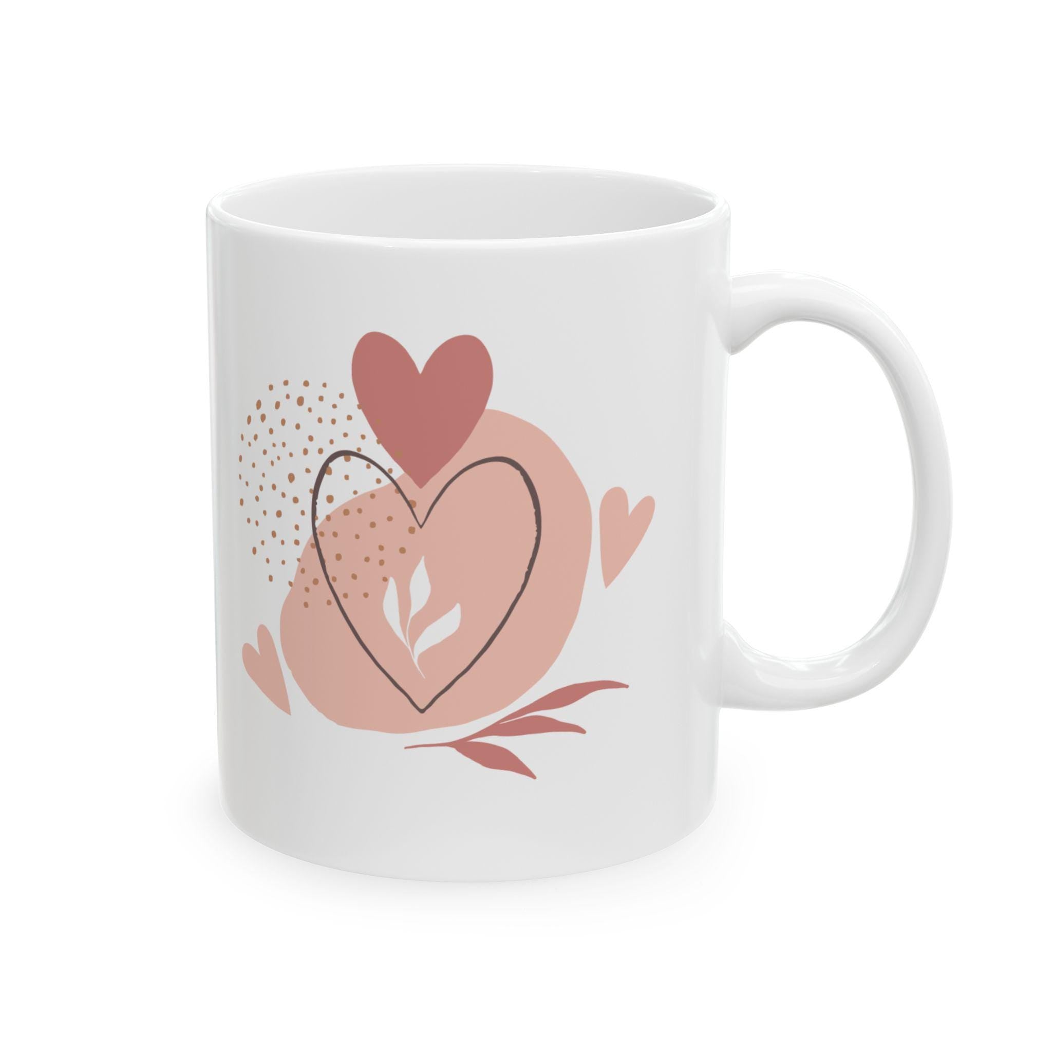 Floral Heart Ceramic Mug – Glossy Finish, Vibrant Colors