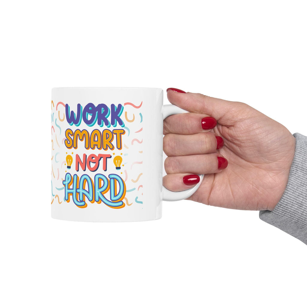 Motivational Ceramic Mug – Work Smart Not Hard, Office Gift
