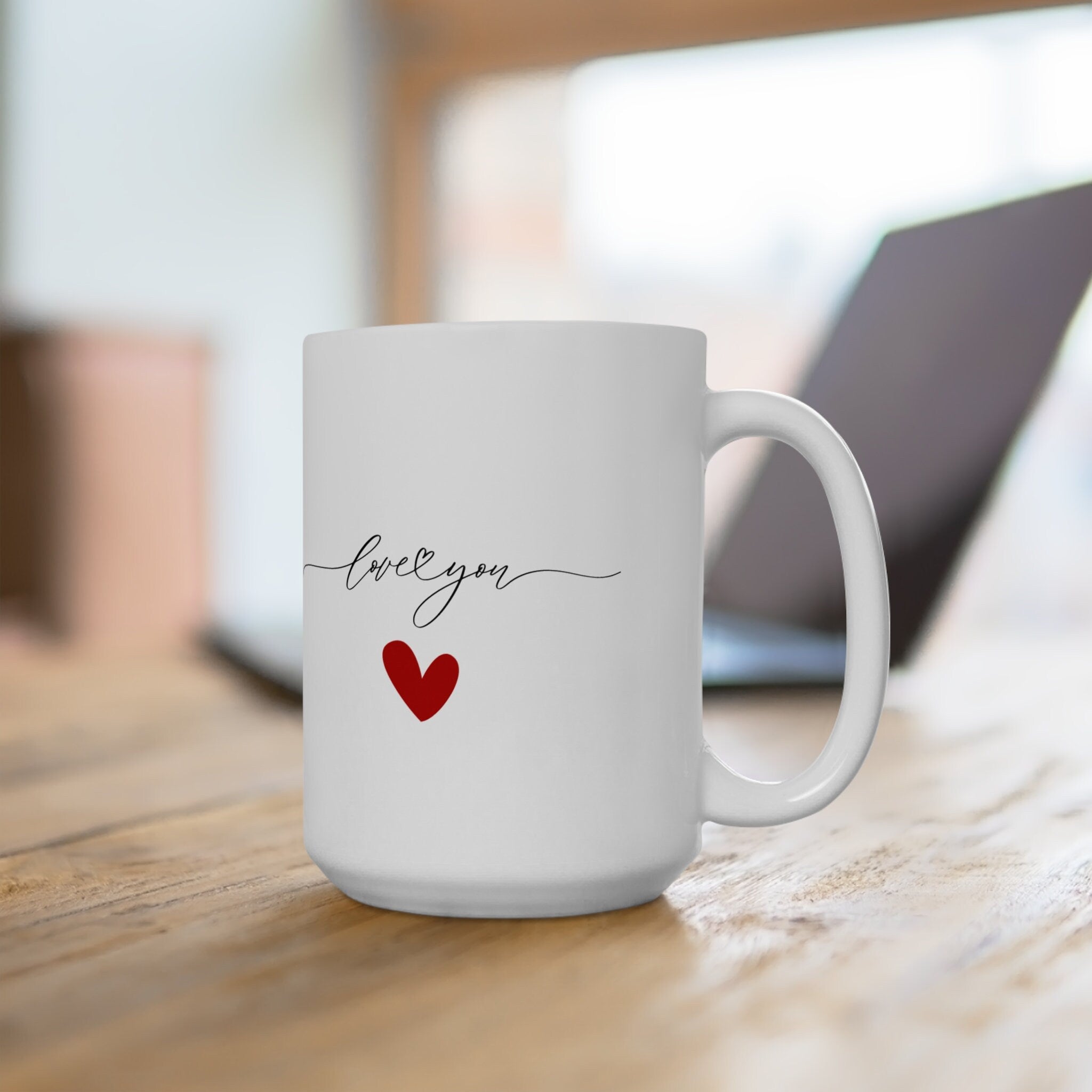 Love You Heart Design Ceramic Mug 15oz