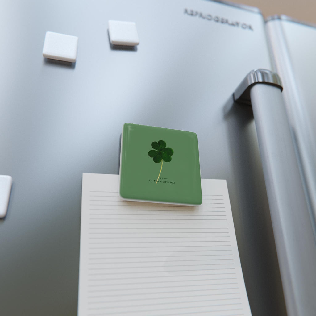 Four-Leaf Clover Porcelain Magnet | St. Patrick's Day Square Magnet