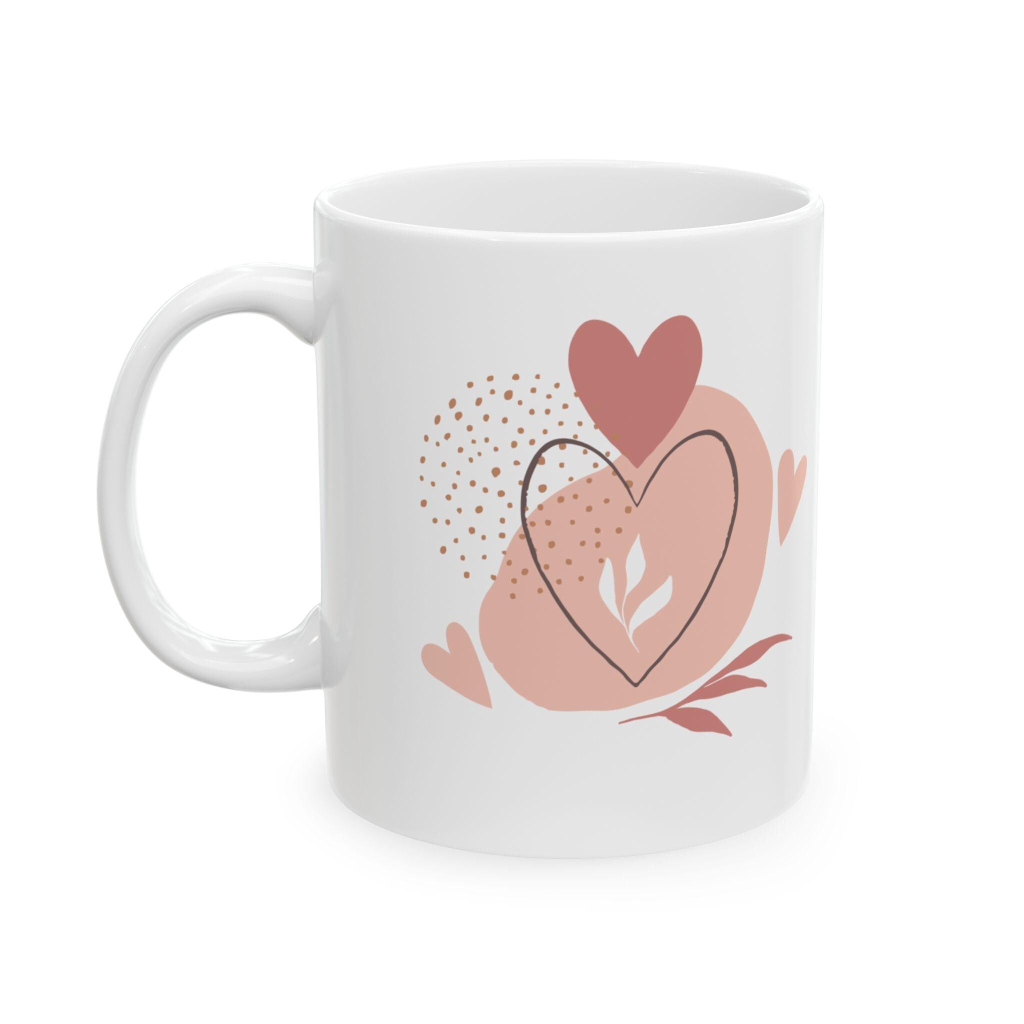 Floral Heart Ceramic Mug – Glossy Finish, Vibrant Colors