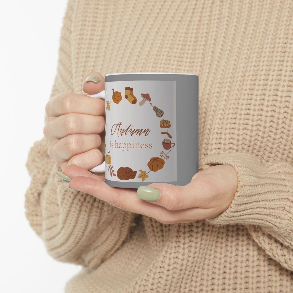 Autumn Vibes Ceramic Mug: Cozy Fall Coffee Cup, Thanksgiving Gift