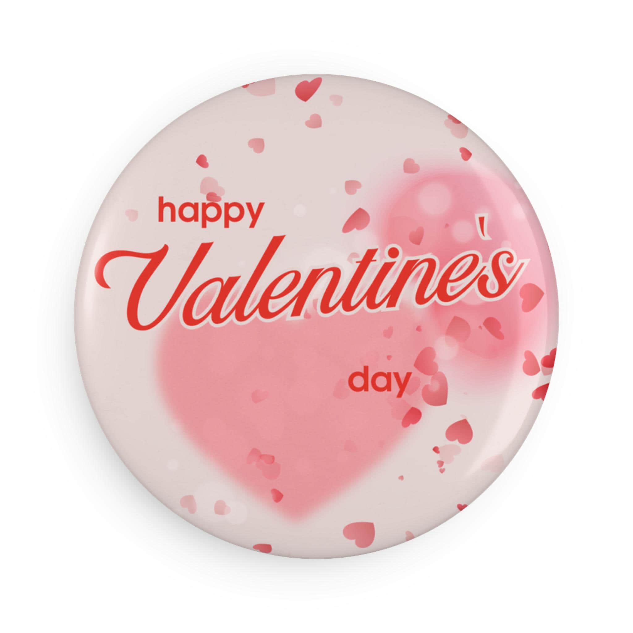 Happy Valentines Heart design Button Magnet | Round Magnet