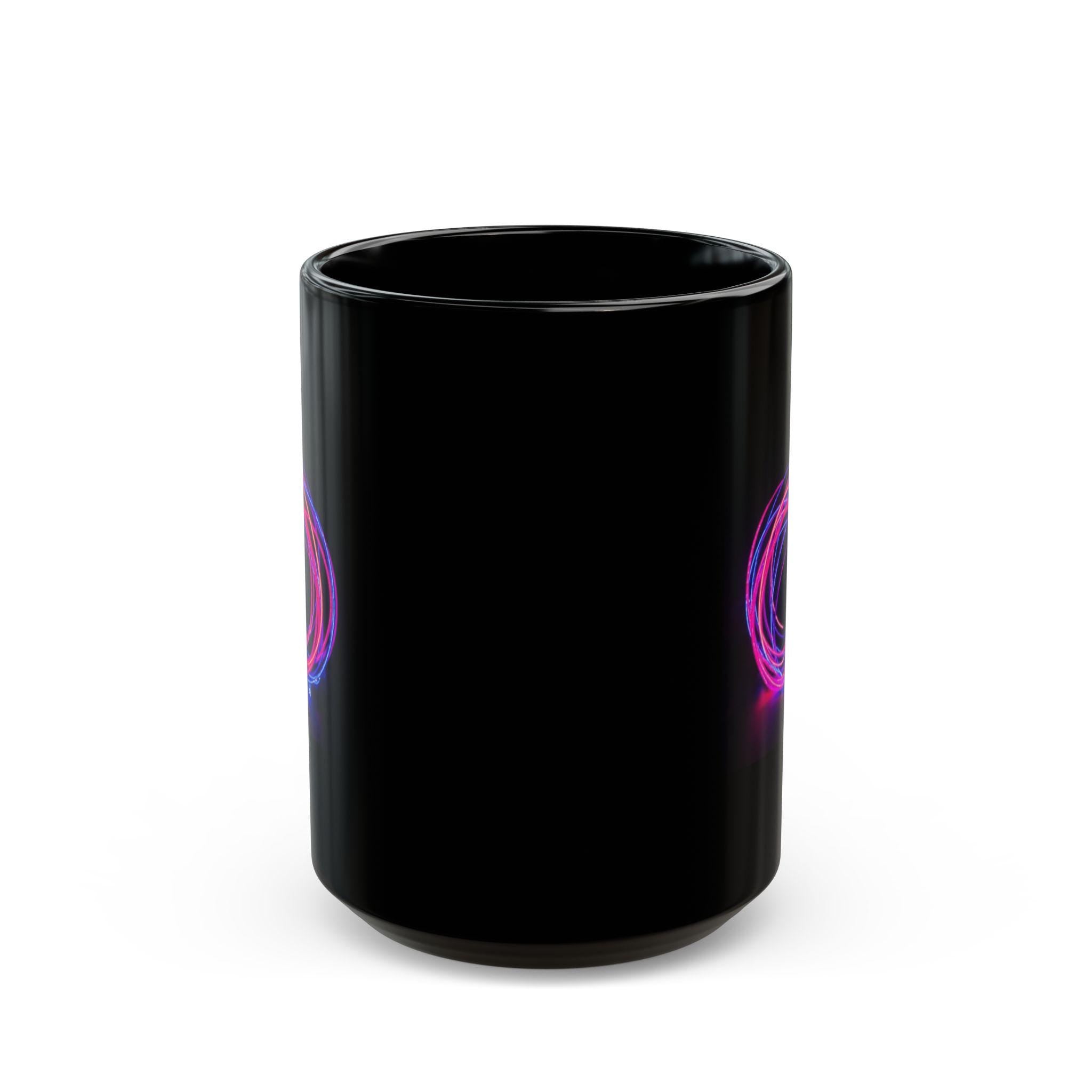 Neon Light Spiral Mug | Black Ceramic Coffee Cup