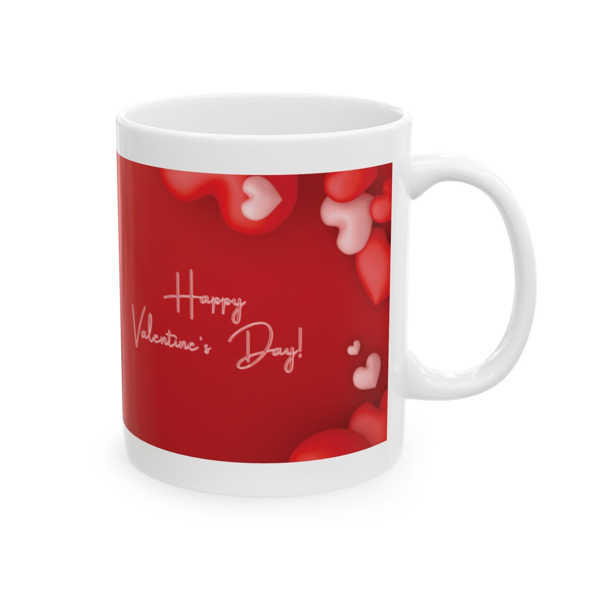 Valentine Hearts Red Pattern Mug | Ceramic Coffee Cup