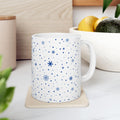 Blue Snowflake Pattern Mug | Ceramic Coffee Cup (11oz, 15oz)