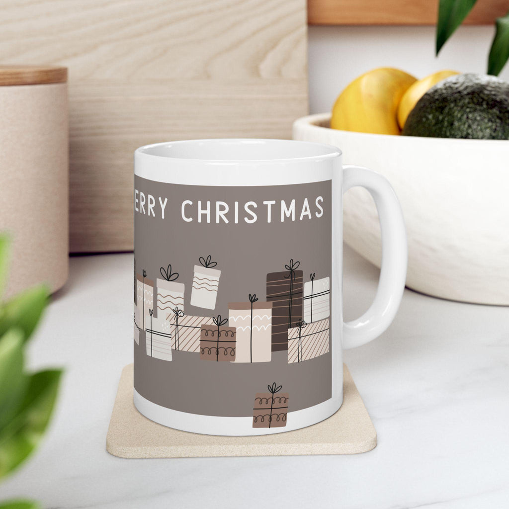 Neutral Wrapped Presents Christmas Mug | Ceramic Coffee Cup 11oz 15oz
