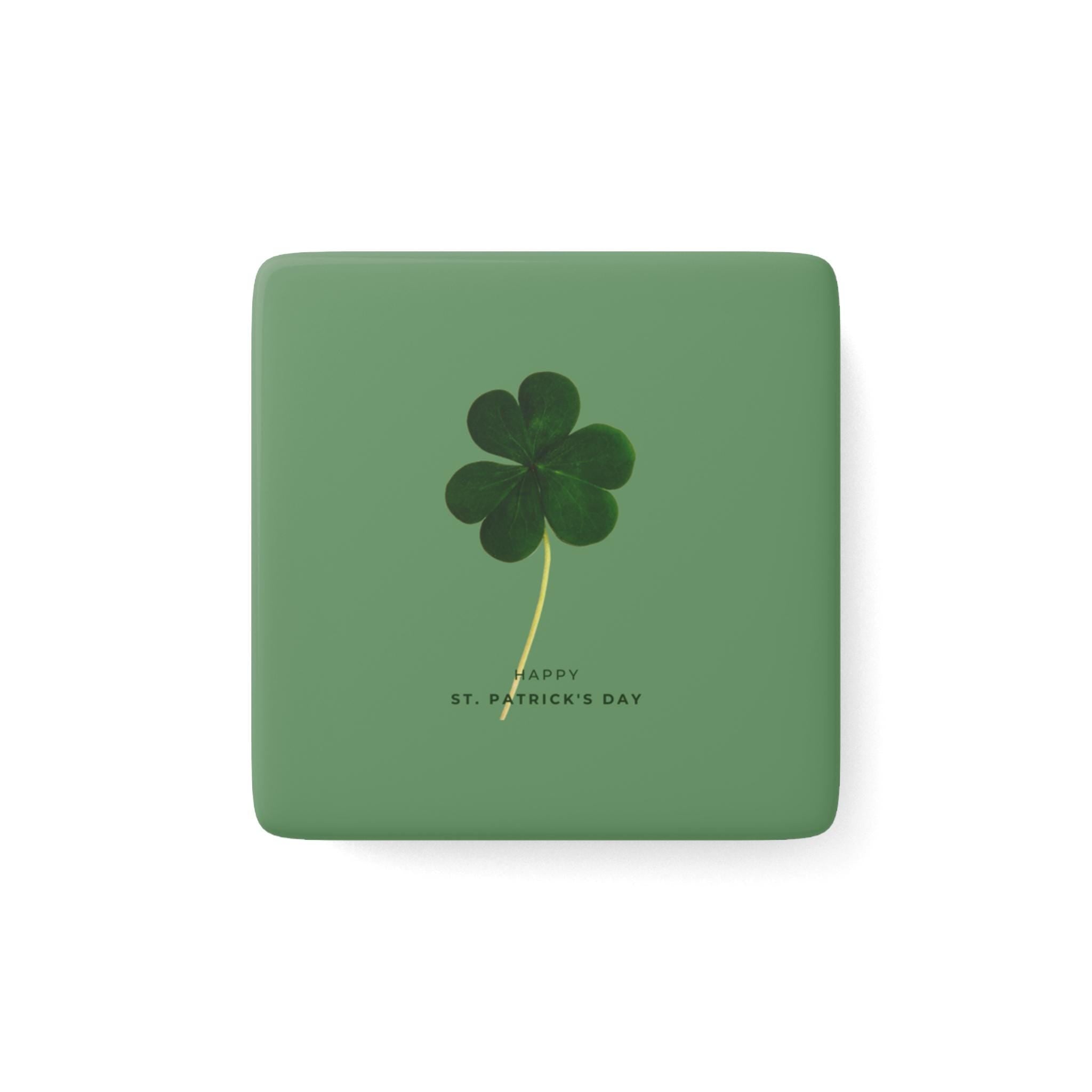 Four-Leaf Clover Porcelain Magnet | St. Patrick's Day Square Magnet