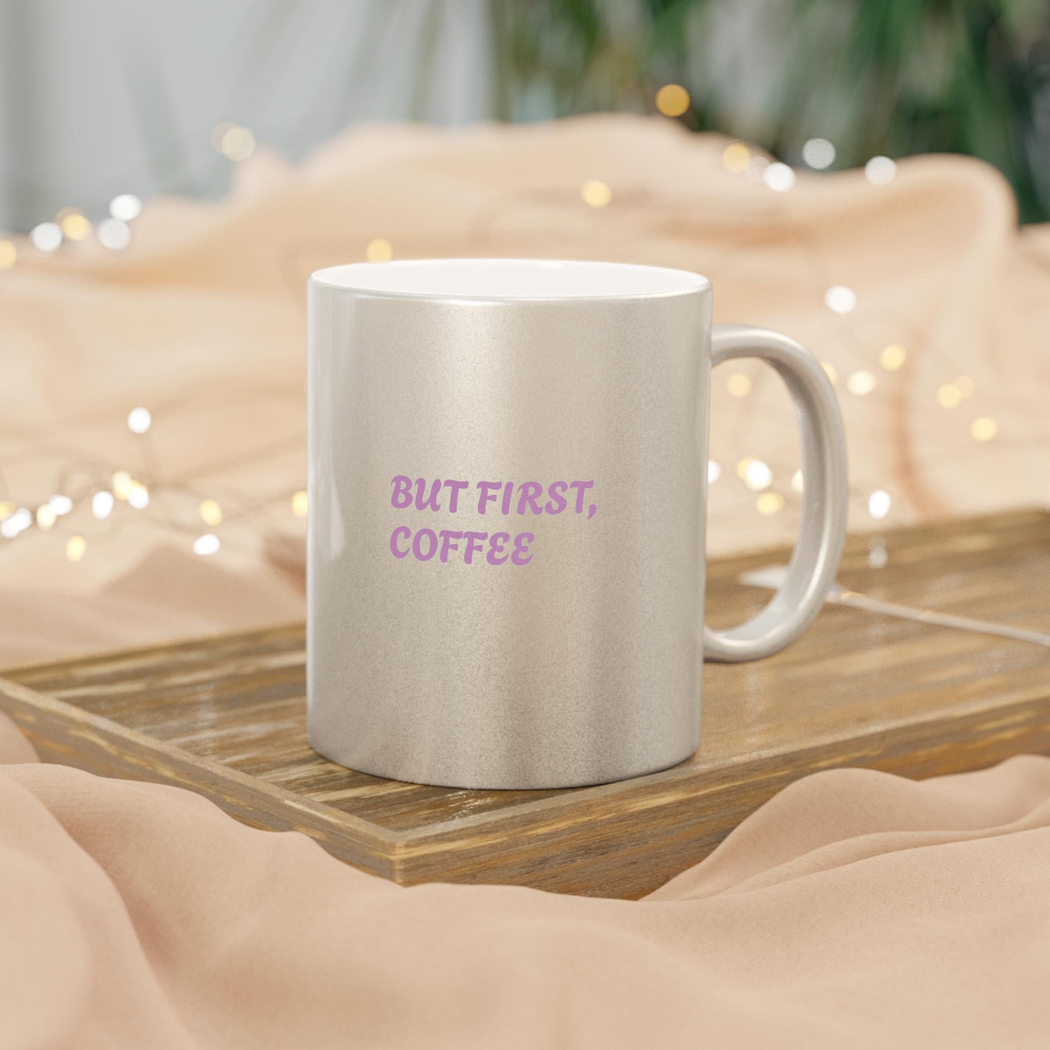 Metallic Coffee Mug: Silver or Gold Ceramic Cup, Stylish Drinkware