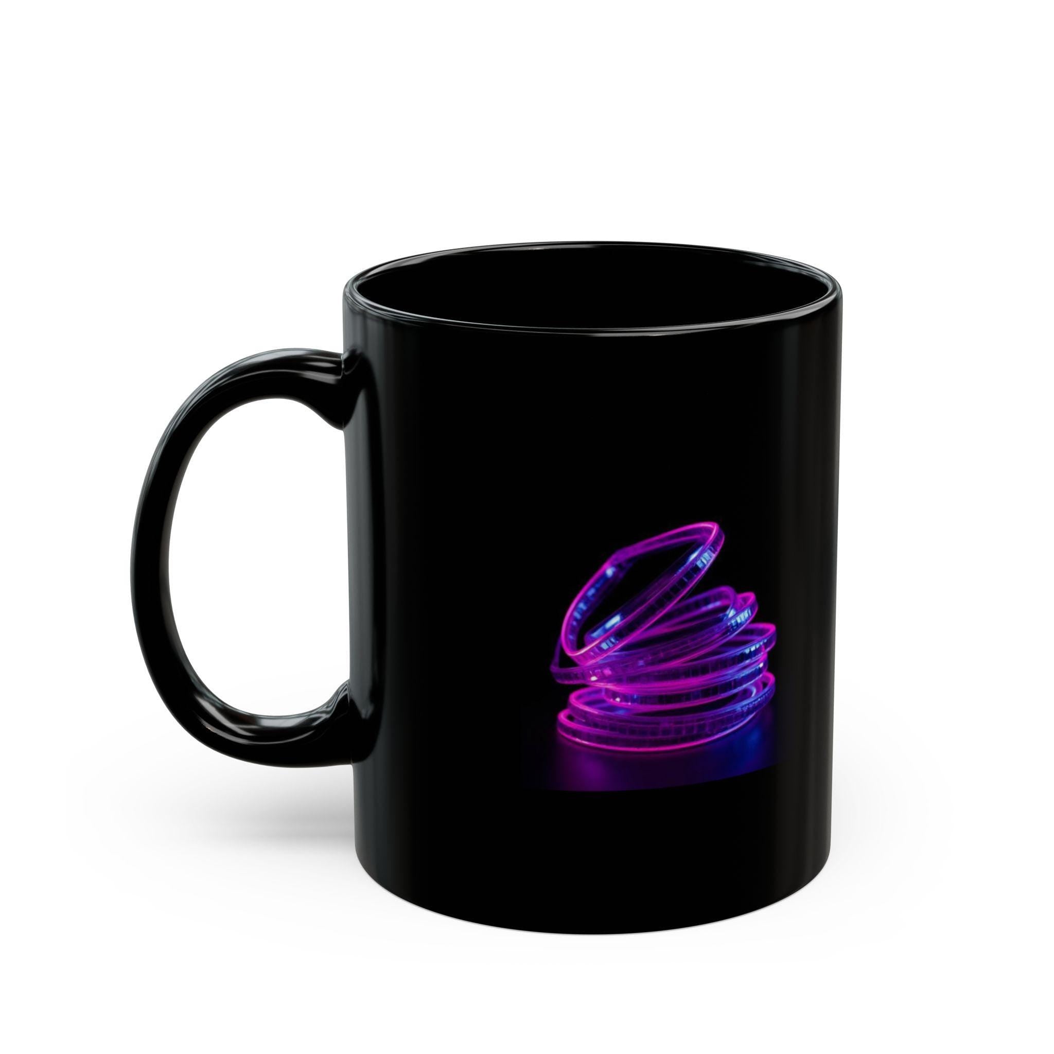 Neon Coil Stack Mug | Black Ceramic Coffee Cup