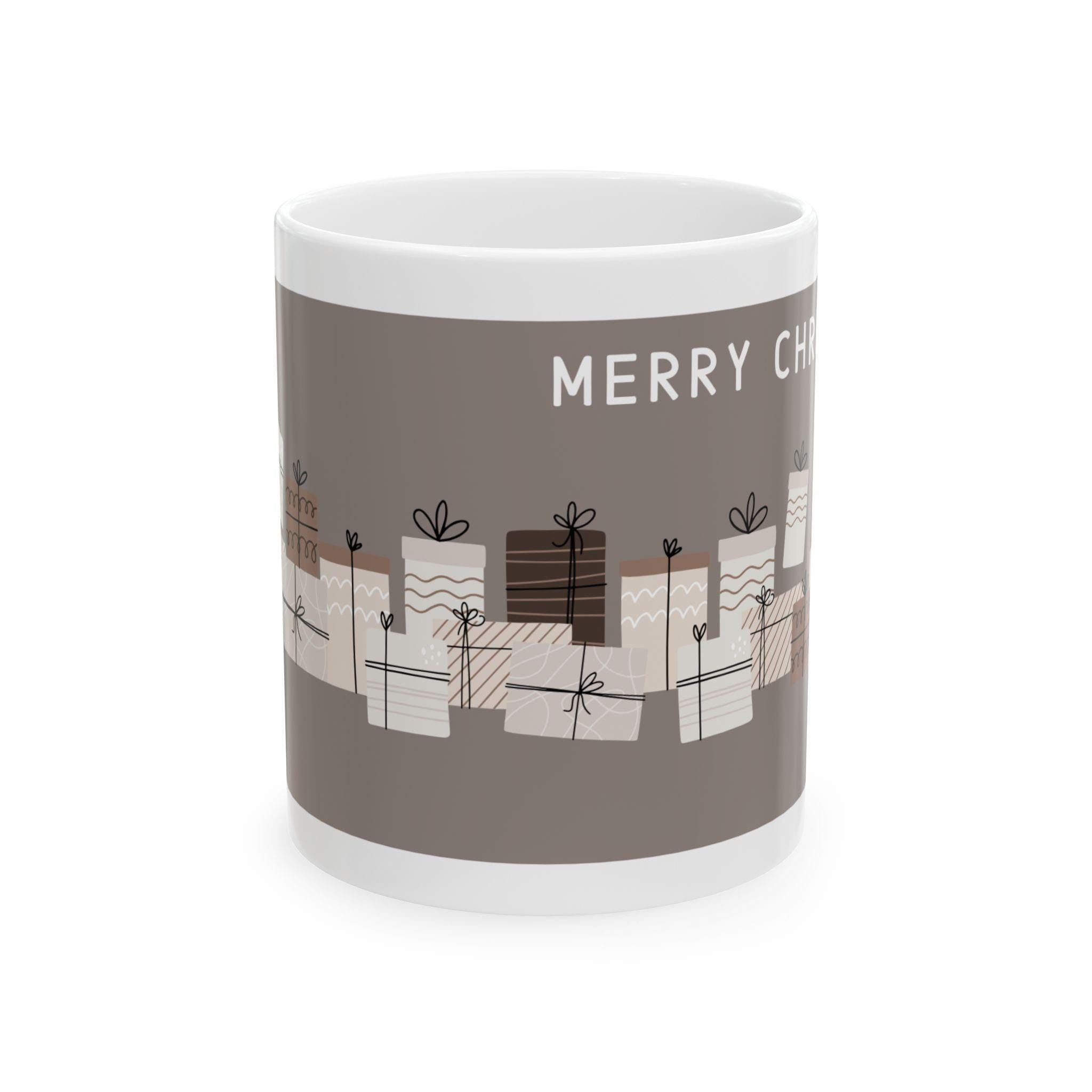 Neutral Wrapped Presents Christmas Mug | Ceramic Coffee Cup 11oz 15oz