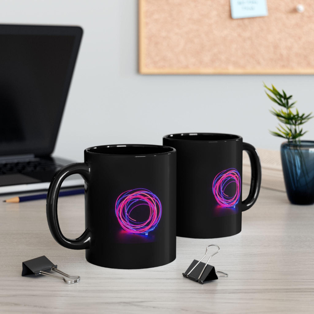 Neon Light Spiral Mug | Black Ceramic Coffee Cup