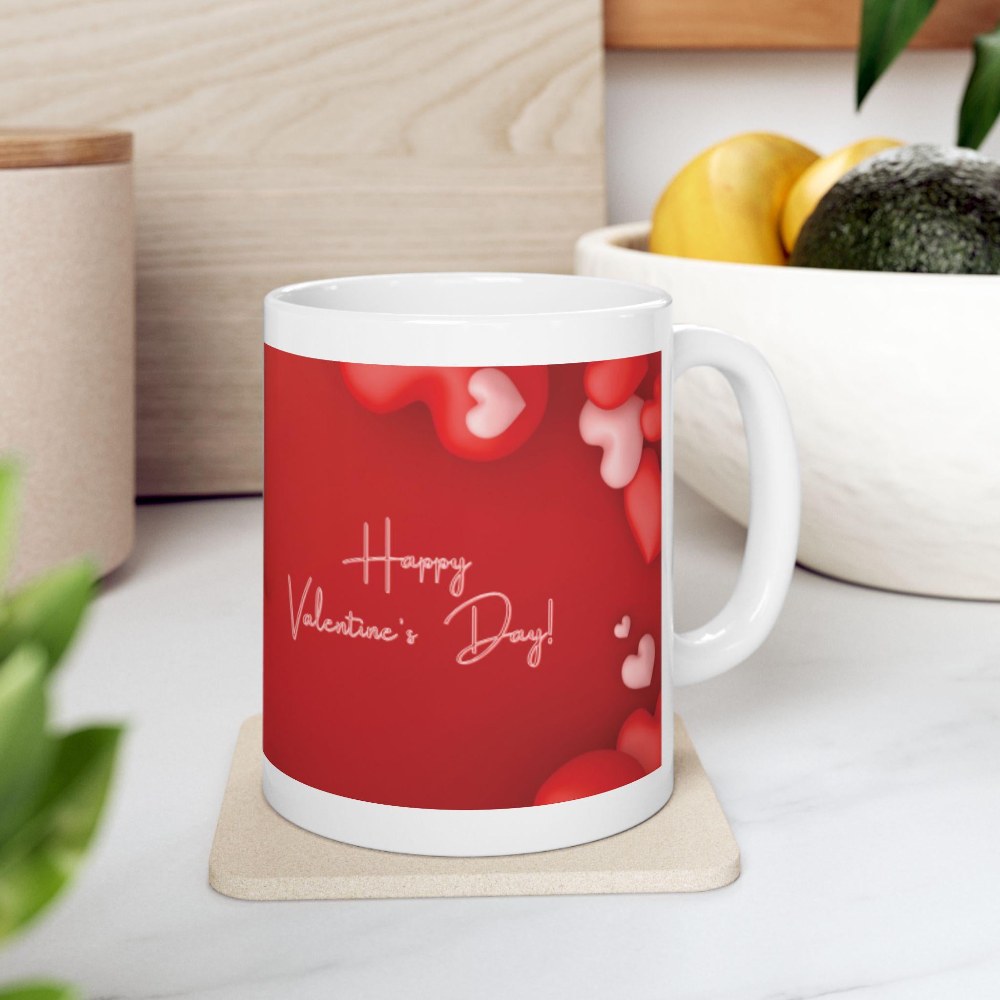 Valentine Hearts Red Pattern Mug | Ceramic Coffee Cup