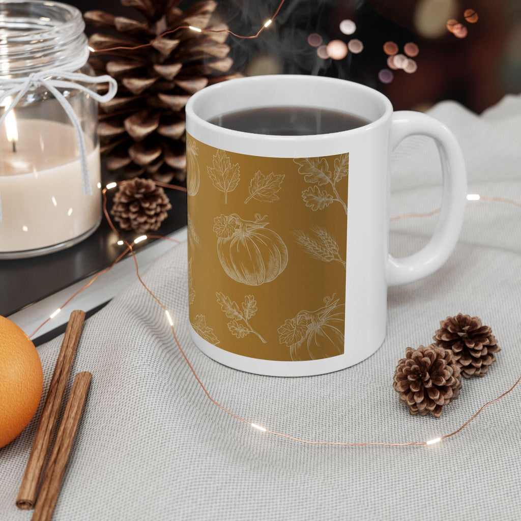 Rustic Floral Ceramic Coffee Mug: Cozy Fall Drinkware