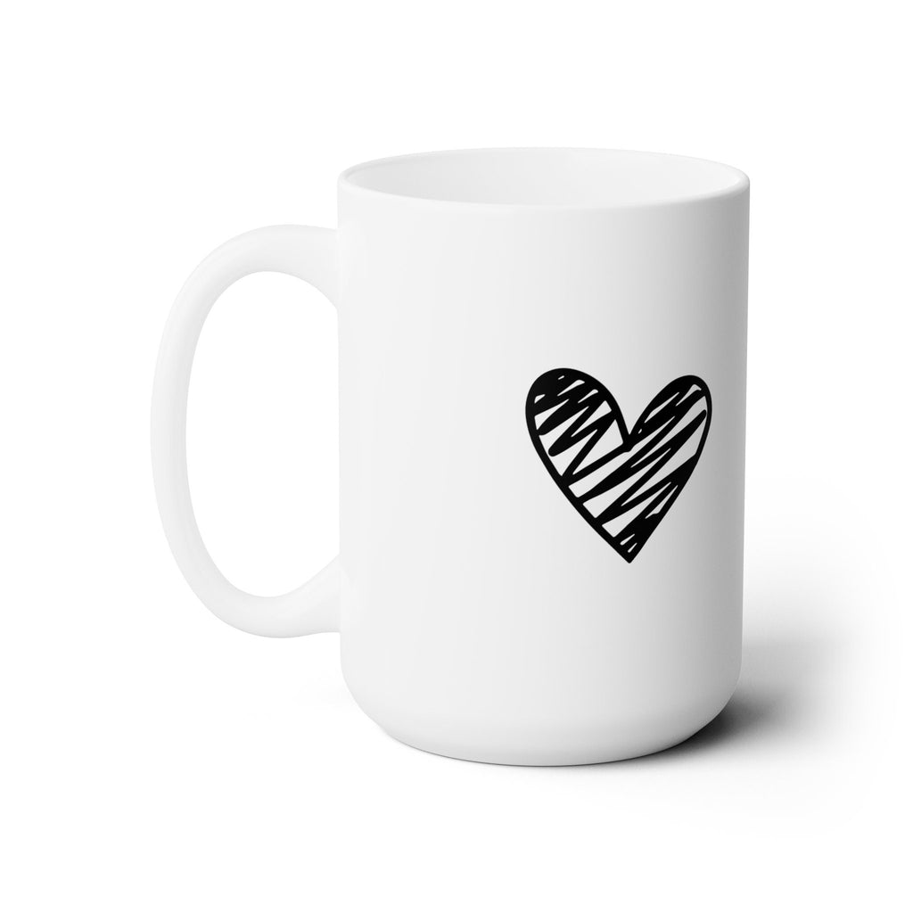 Black and White Heart Ceramic Mug 15oz