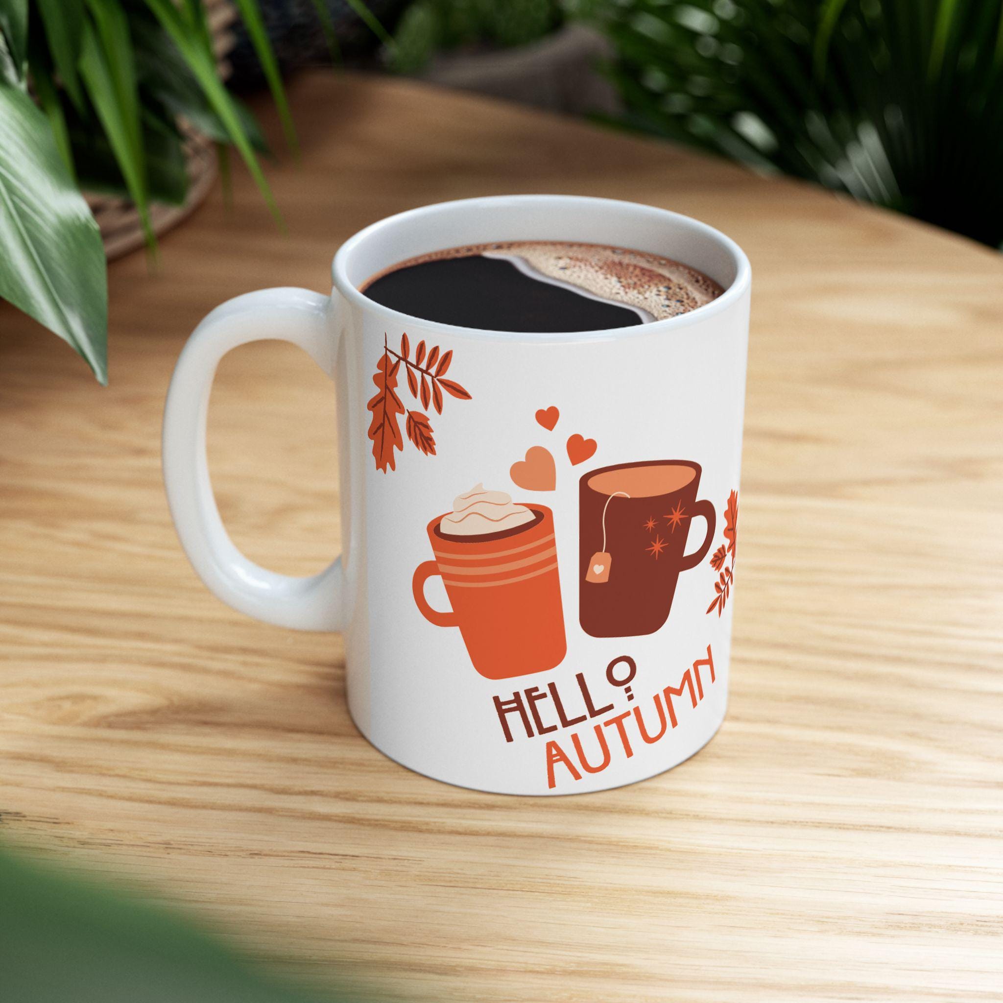 Autumn Leaves Ceramic Mug: Cozy Fall Drinkware