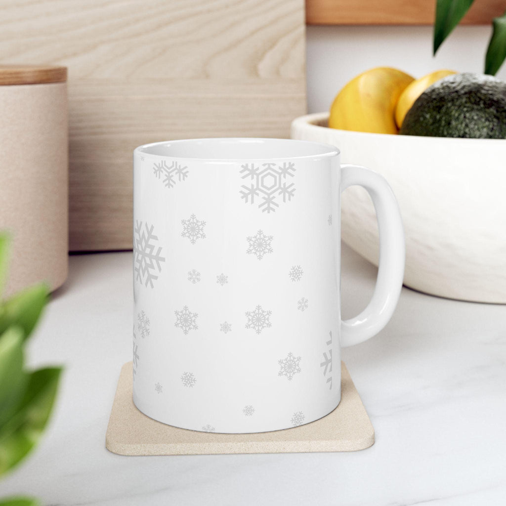 Silver Snowflake Pattern Mug | Ceramic Snowflakes Winter Mug