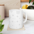 Silver Snowflake Pattern Mug | Ceramic Snowflakes Winter Mug
