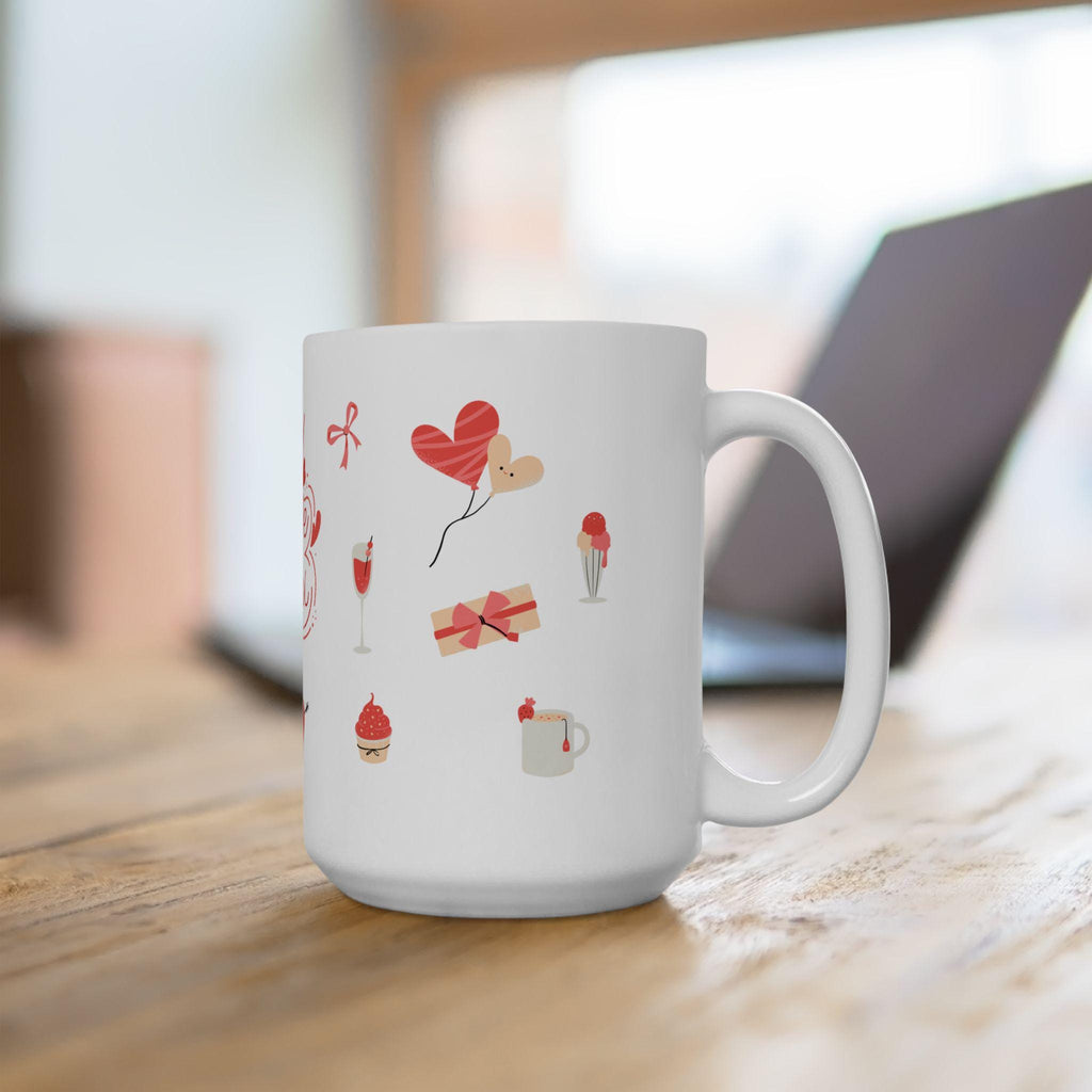 Romantic Heart Design Ceramic Mug, Valentine's Day Gift