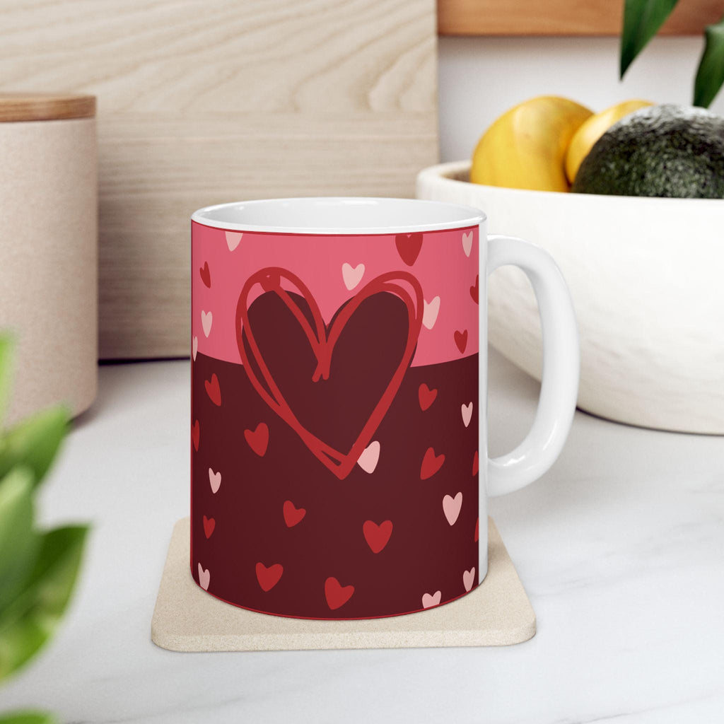 Heart Felt Ceramic Coffee Mug - Multi Heart Love Design